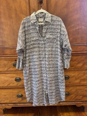 Mirth Navy and White Geometric Print Midi Dress
